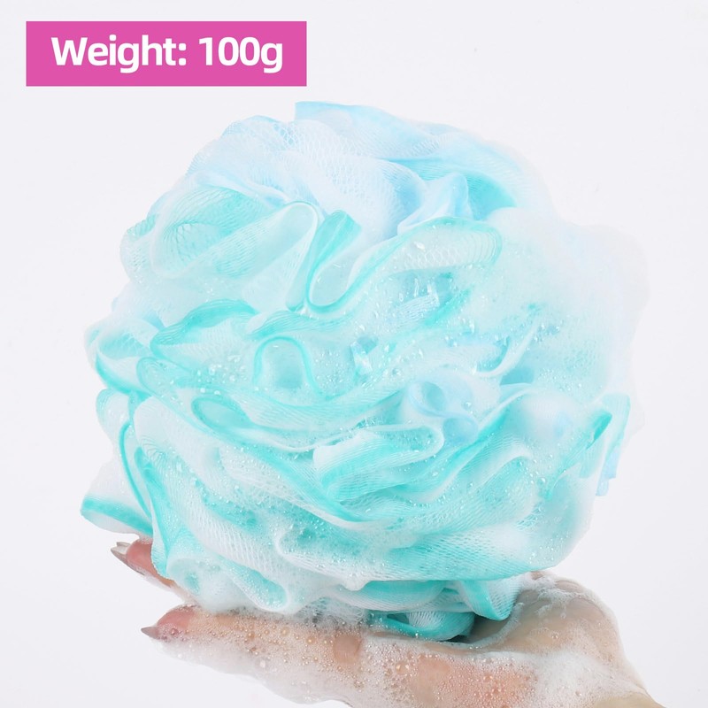 4 Pack Mesh Pouf Bath Sponges, 100g/Pc XXL Large Loofahs