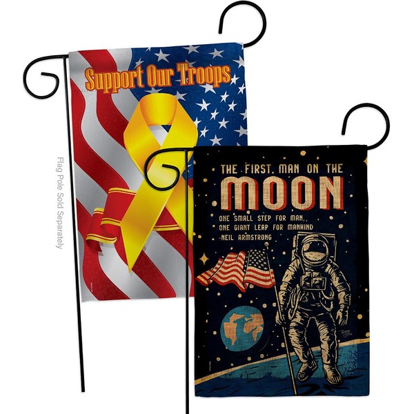 Breeze Decor First Men On Moon Burlap Garden Flag Pack