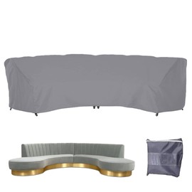 Gicov Curved Sofa Cover Waterproof Sectional Couch Cover Outdoor Furniture Cover Half Moon Sofa Set Protector with Windproof Elastic Cord for Patio Garden Lawn Grey