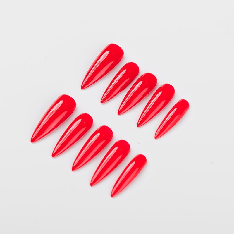 Handpainted Basic Solid Colour Stiletto Press-on Nails, Summer Nails, Solid