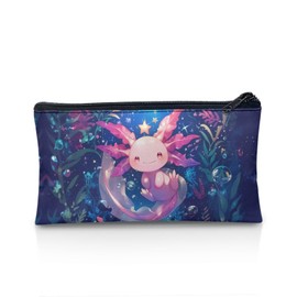 POLERO Cute Axolotl Pencil Case for Girls School Pencil Pouch Slim Zipper Stationery Supplies