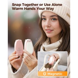 SWEETFULL Hand Warmers Rechargeable – Cute Bear, 2 Pack Magnetic, Reusable Electric Pocket Heater, Great Gift for Daughter, Kids, Wife, or Bestie, Portable for Outdoor & Camping (Pink)