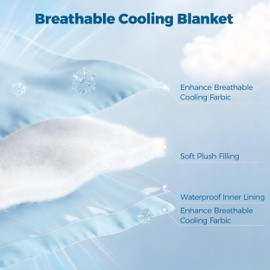 PPOLCA Cooling Waterproof Pet Blanket for Large Dogs - Q-MAX>0.5, Breathable Summer Cold Pet Blanket, Machine Washable Throw Sofa Protector, 50x60, Blue
