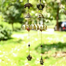 Wind Chimes, Vintage Metal Wind Chime Bells Chinese Feng Shui Lucky Bell Hanging Ornament for Home Garden Decorations (Elephant)