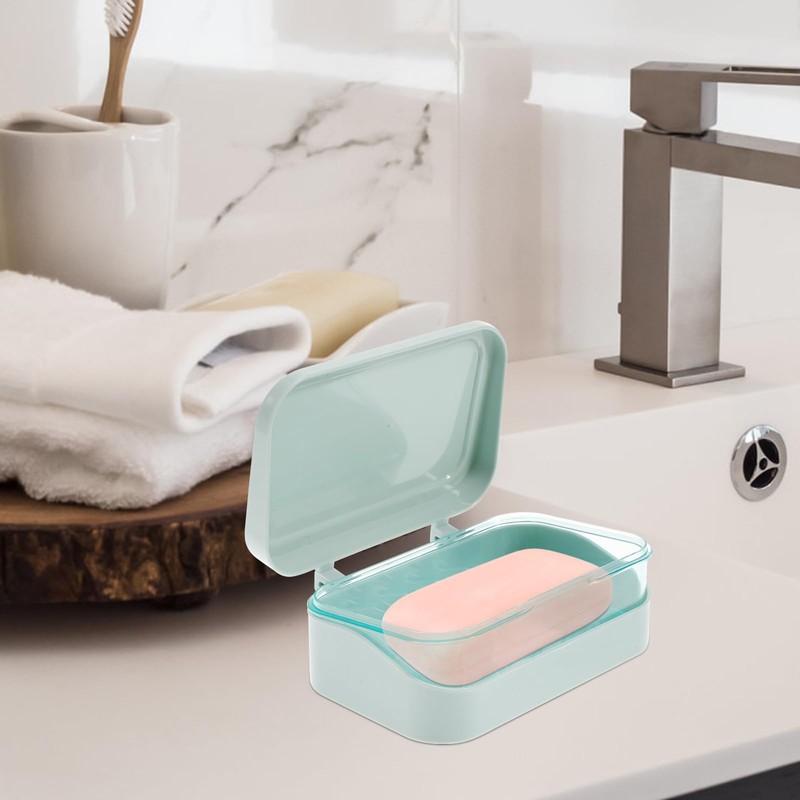 Angoily 1PC Soap Box with Removable Drainer and Lid, Soap