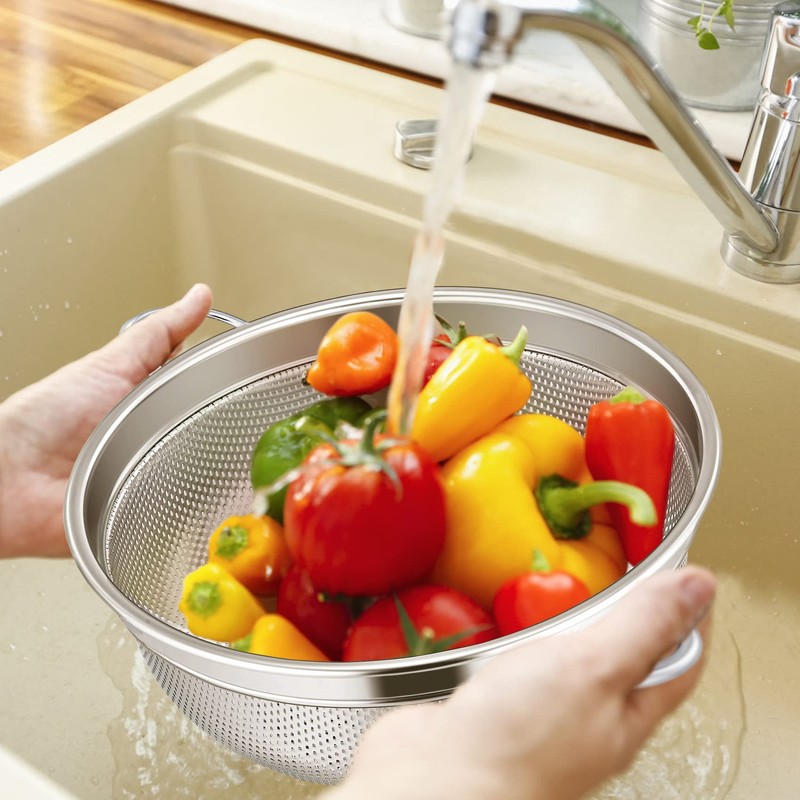 Onader Stainless Steel Pasta Strainer Kitchen Strainer with Handles, Metal