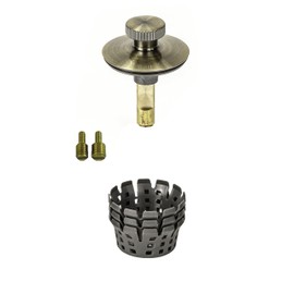Universal Lift n Turn, (Twist Close) Bath Tub/Bathtub Drain Stopper Includes 3/8" and 5/16" Fittings Antique Brass