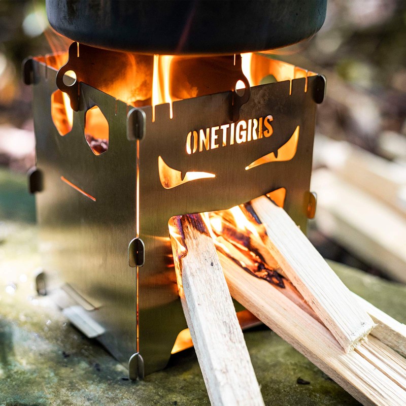 OneTigris Camping Backpacking Stove Portable Foldable Burning Wood Stove for