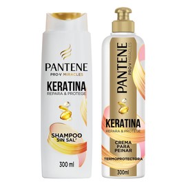 Pantene Kit Keratina Shampoo + Crema para Peinar Termoprotectora 300 ml