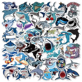 50 Shark Stickers,Vinyl Waterproof Stickers for Kids Children, Decals for Laptop Skateboard Suitcase Scooter Party Bag Filler