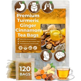 Turmeric Ginger Cinnamon Tea - 100% handmade,hey girl feel better tea,Eco-conscious Bags|No Sugar,No Caffeine,No Gluten,Vegan（120 bags） - Specification: 120 Bags