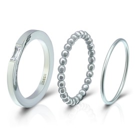 Joacii 18K Gold Plated Square Cubic Zircon Stackable Rings Statement Band Ring That Will Not Tarnish Sets for Women Comfort Fit Size 6 to 10, Stainless Steel, Cubic Zirconia