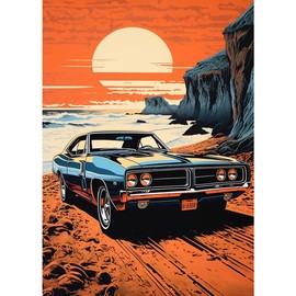 Sanjee 5D Car Diamond Painting Kits for Adults, Diamond Art Kits for Round Full Drill Diamond Dots Paintings Diamond Painting for Home Wall Decoration Gift 12x16inch