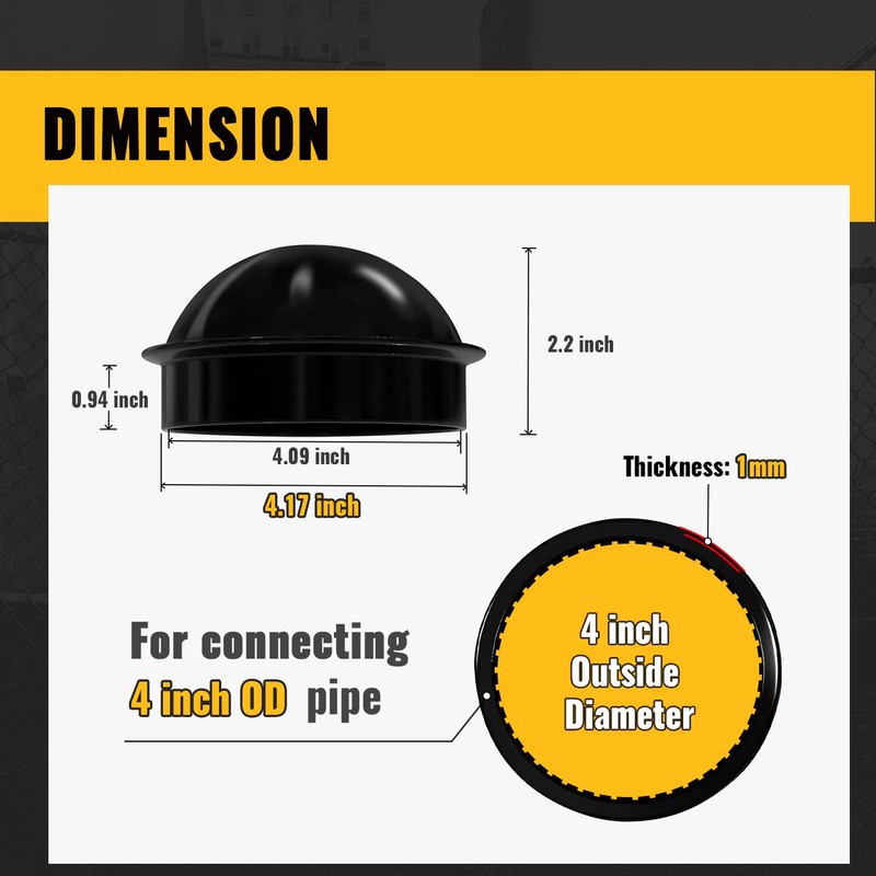 VIVIDA 4" Chain Link Post Caps, Black Post Cap for