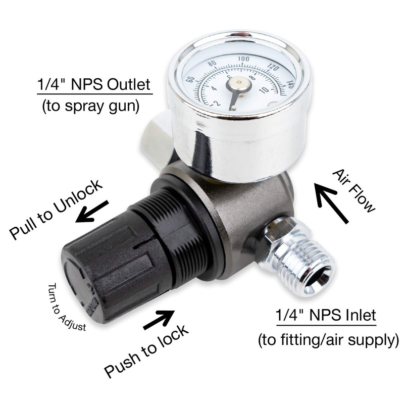 Tool Guy Republic HVLP Spray Gun Air Regulator with Pressure