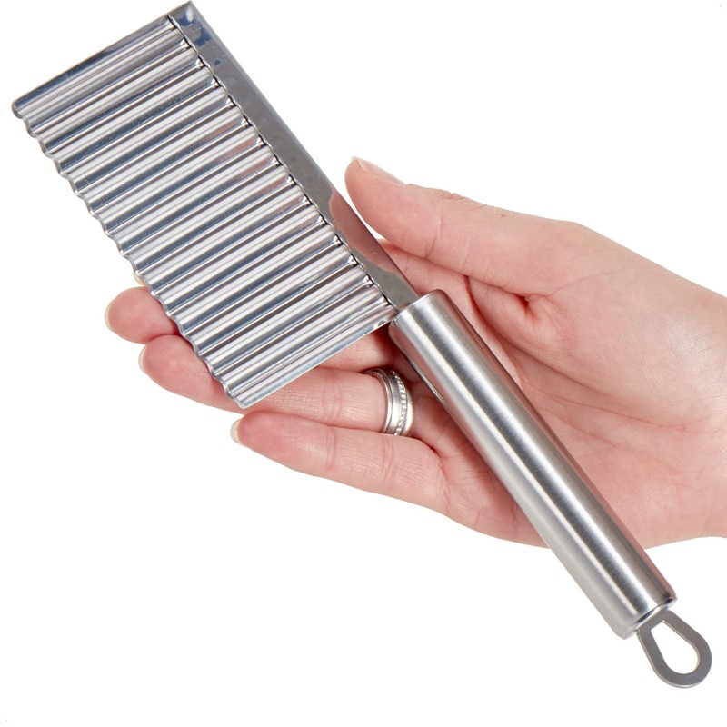 com-four® 2x Wellenschneider - Riffelmesser aus rostfreiem Edelstahl - Garniermesser