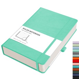 RETTACY Lined Journal Notebook - A5 Note Book Hardcover Thick Notepad 320 Numbered Pages for Writing,100gsm Lined Paper, Leather Hardcover, for Women Men Office School,14.5 x 21cm - Mint Green
