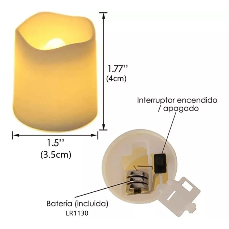 24 Velas Led Ambar Parpadeantes Para Decorar Fiestas Boda Xv