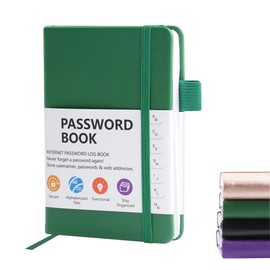 TECDW A6 Password Book Size 5.7 * 3.9 inches,Password Book with Alphabetical Tabs for Computer Internet Address Login Registration Password Management (Green)