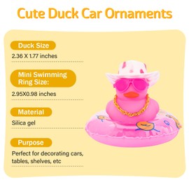 wonuu Car Accessories Rubber Ducks Dashboard Decorations Rubber Duck Pink Accessories Dashboard Duck Car Decorations Car Ducks for Dashboard Car Duck Car Dashboard Decorations, RPG#pink-whitepink