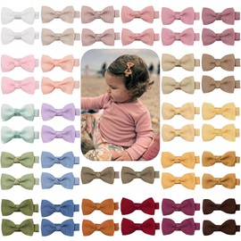 JOYOYO 50 Pieces Baby Hair Clips Baby Bows and Clips Craft Bows Small Size 2 Inch Hair Bow Clips for Fine Baby Full Ribbon Covered