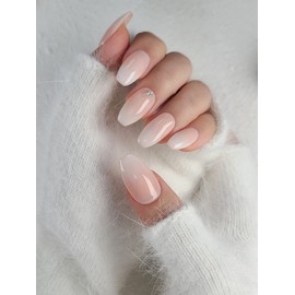 Baby Boomer Stone Handmade Nail Tips - Long Square / 베이비부머 스톤 수제네일팁 - 롱스퀘어