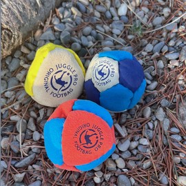 Juggle Pro Footbag Original Set of 3 - Perfect for Freestyle and Group Games, Ultra Suede and Sand Filling