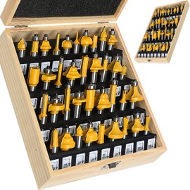 LEATBUY-TECH LEATBUY 37 PCS Molding Router Bit Set 1/2-Inch Shank, Corner Rounding Edge-Forming Roundover Beading Router Bit Sets , Woodworking Milling Tools, Carbide CNC Router Cutter (YJ02)