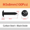 ORANXIN M3 x 8 mm 100 Pieces Carbon Steel Round