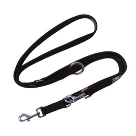 DDOXX Dog Lead Air Mesh, Adjustable 3 Length, 2m | Many Colors & Sizes | for Small, Medium & Large Dogs | Leash Training Running Long Short Strong Double Ended cat Puppy pet Kitten | Black, XS