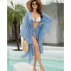 Bsubseach Women Sparkly Kimono Swimsuit Cover Up Open Front Sheer