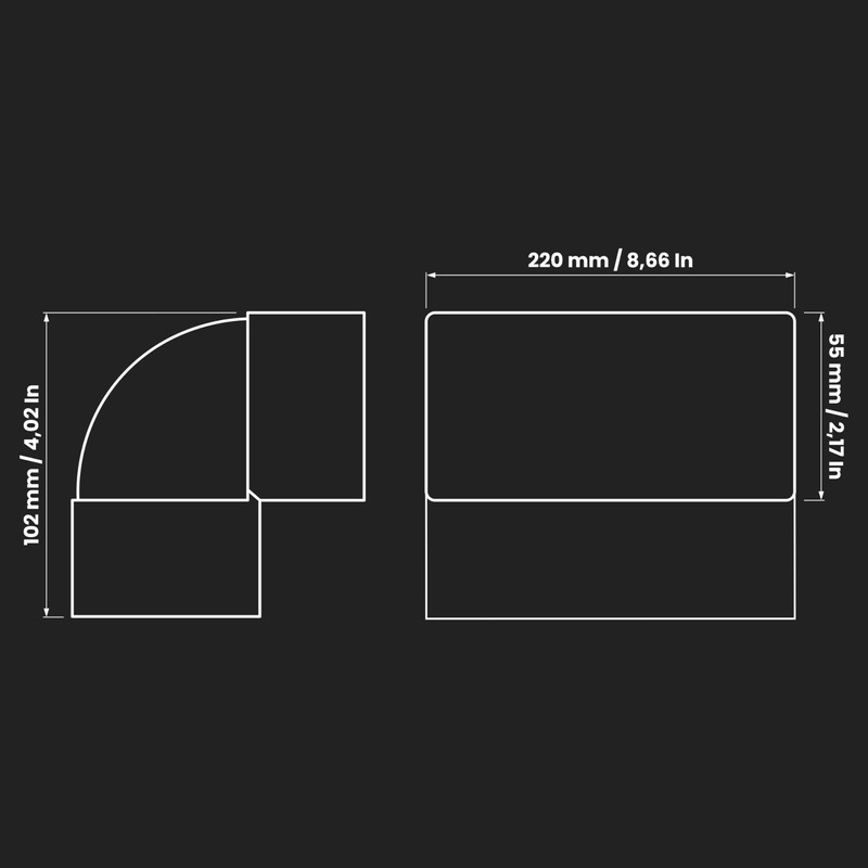 220 x 55 mm / 22 x 5.5 cm Rectangular