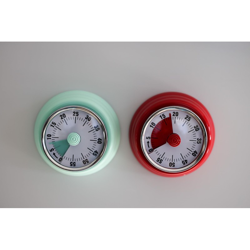 Magnetic Kitchen Timer|Vintage-Style Manual Twist Kitchen Timer|Metallic Kitchen Timer (Red)