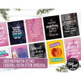 TypeStoff® 20 Pack Postcard Saver Set - Life is Life - A6 - 20 Different Designs with Sayings, Quotes and Aphorisms