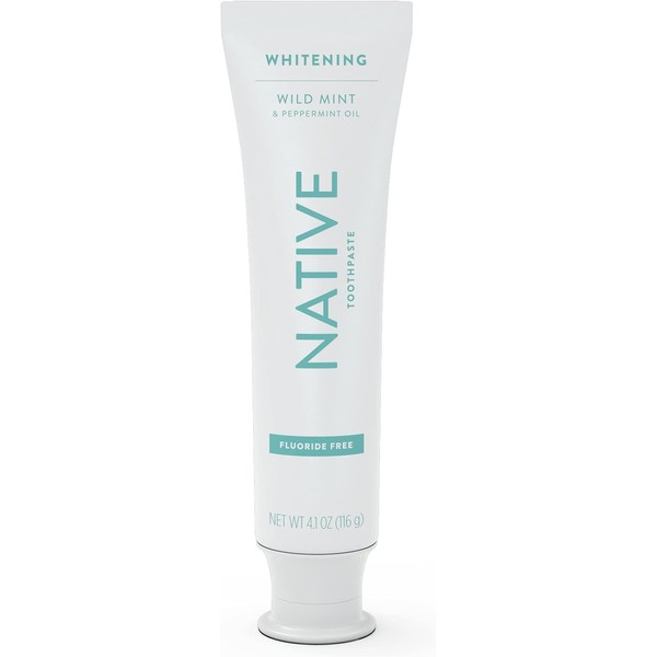 Native Toothpaste Made from Naturally-Derived Cleaners and Simple Ingredients That Safely Whitens Teeth, 4.1 oz, Wild Mint Fluoride Free - 1 Count