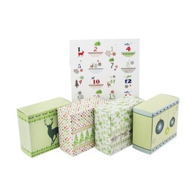 24 Adventsboxen zum Befüllen, 24 Boxen (9x8x4 cm) mit Zahlenstickern