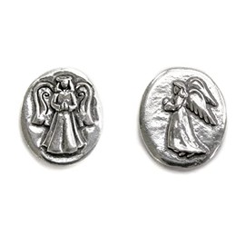 Basic Spirit Angel Pocket Token Coin -Handcrafted Pewter Gift for Coin Collecting with Inspirational Words(Faith/Protection) 2 Sets