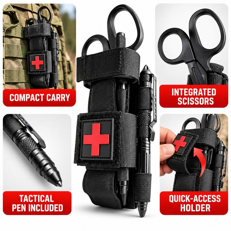 Tactical Tourniquet Emergency Set with Pen & Scissors – Portable