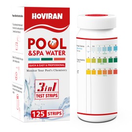 Pool Test Strips 3 in 1 Spa Test Strips for Hot Tubs - Precise Pool Water Test Kit for Chlorine, Bromine, PH, Alkalinity, 125 Pieces