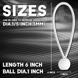 Cartman 30 Pack 6 Inch Ball Bungee Cords Canopy Ties with Elastic String for Canopy, Tarp, Straps, Tent, Pure White