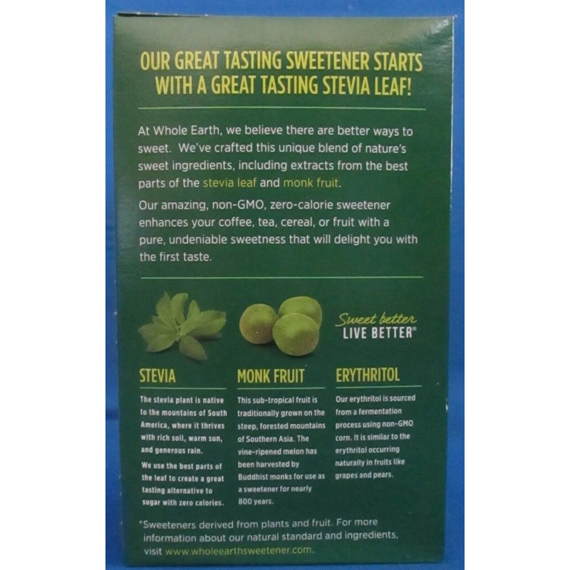 Whole Earth Stevia Leaf & Monk Fruit Natural Sweetener Blend