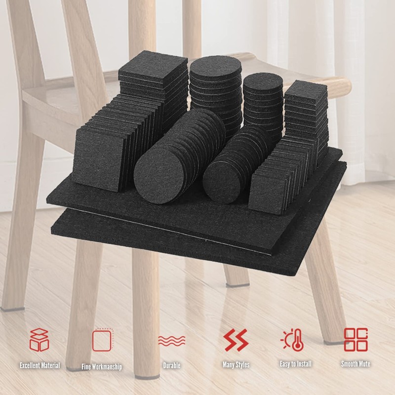 MroMax 60mm Diameter Round Self Stick Anti-scratch Felt Pads Furniture