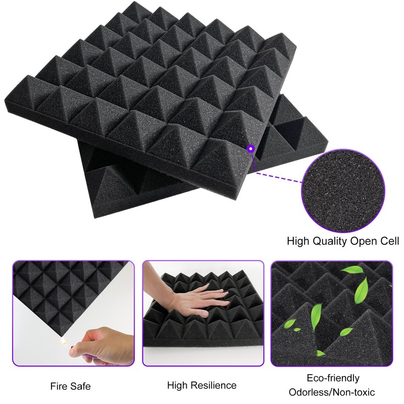 TroyStudio Thick Acoustic Foam Panels, 12 X 12 X 2