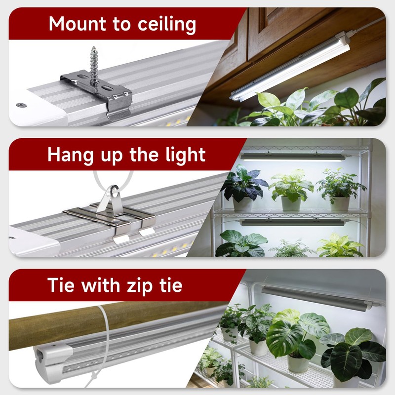 Vshape T8 Grow Light for Indoor Plants, 2FT, 24W, 5000K,