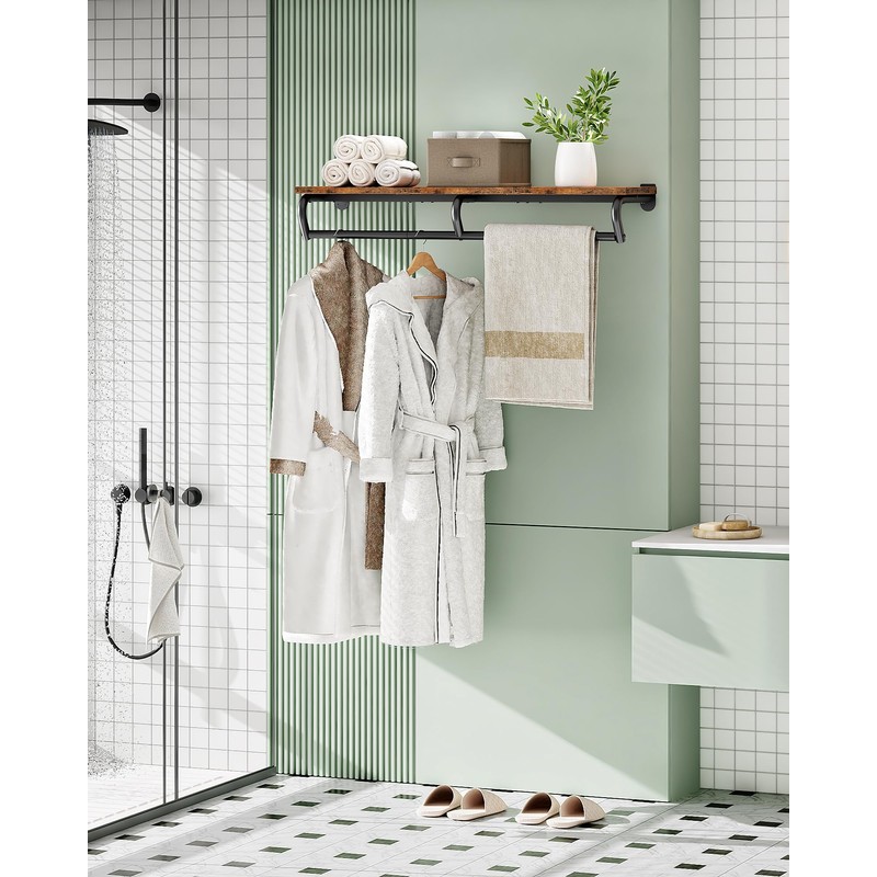 CHOEZON Wall Mounted Clothes Rack, Metal Garment Rack with Top