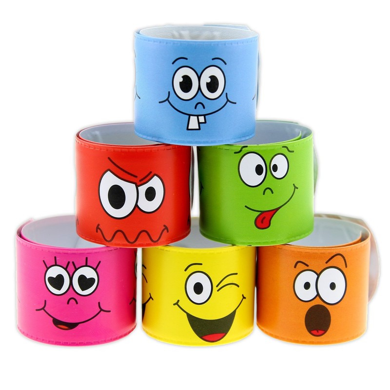 6x Klatscharmband Smiley Gesichter Schnapparmband Mitgebsel Kindergeburtstag