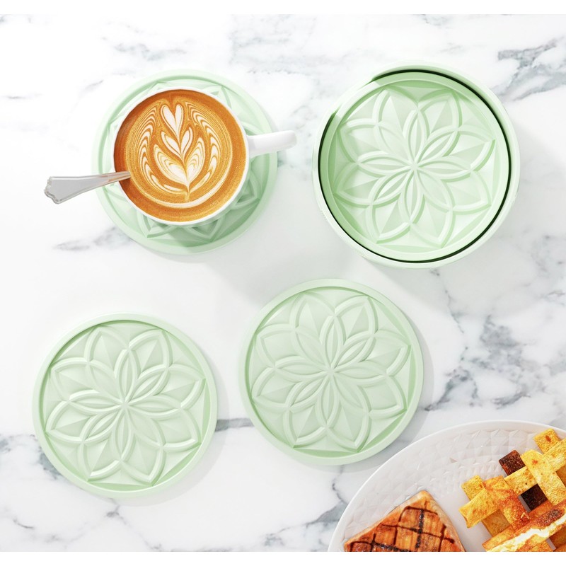 HFHOME Silicone Coasters Set for Drinks - 6 Pack With