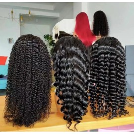 Human Hair Wigs Glueless Lace Front Wigs hd Lace Frontal Wig Bone Straight Wig Burmese Curly Half Wig Braided Wig Pixie Cut Wigstyle: Loose Wave, color: HD lace 13x4 wig, Stretched Length: 16 Inches