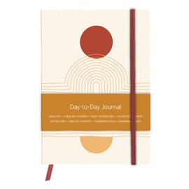 Clairefontaine 116079C DaytoDay Journal Terracotta, DIN A5 14.8 x 21 cm, 96 Sheets, Dot/Dot Squared, Stretchy Pocket on the Inside Spine, Bookmark, Elastic Closure, Assorted, Pack of 1