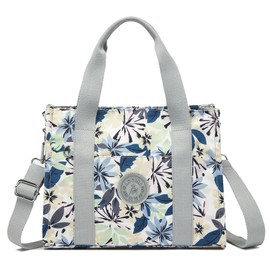 AOCINA Small Tote Bag for Women with Zipper Satchel Bags Crossbody Tote Purse Shoulder Handbags for Work Nurse College Gift(Grey Leaves Small)